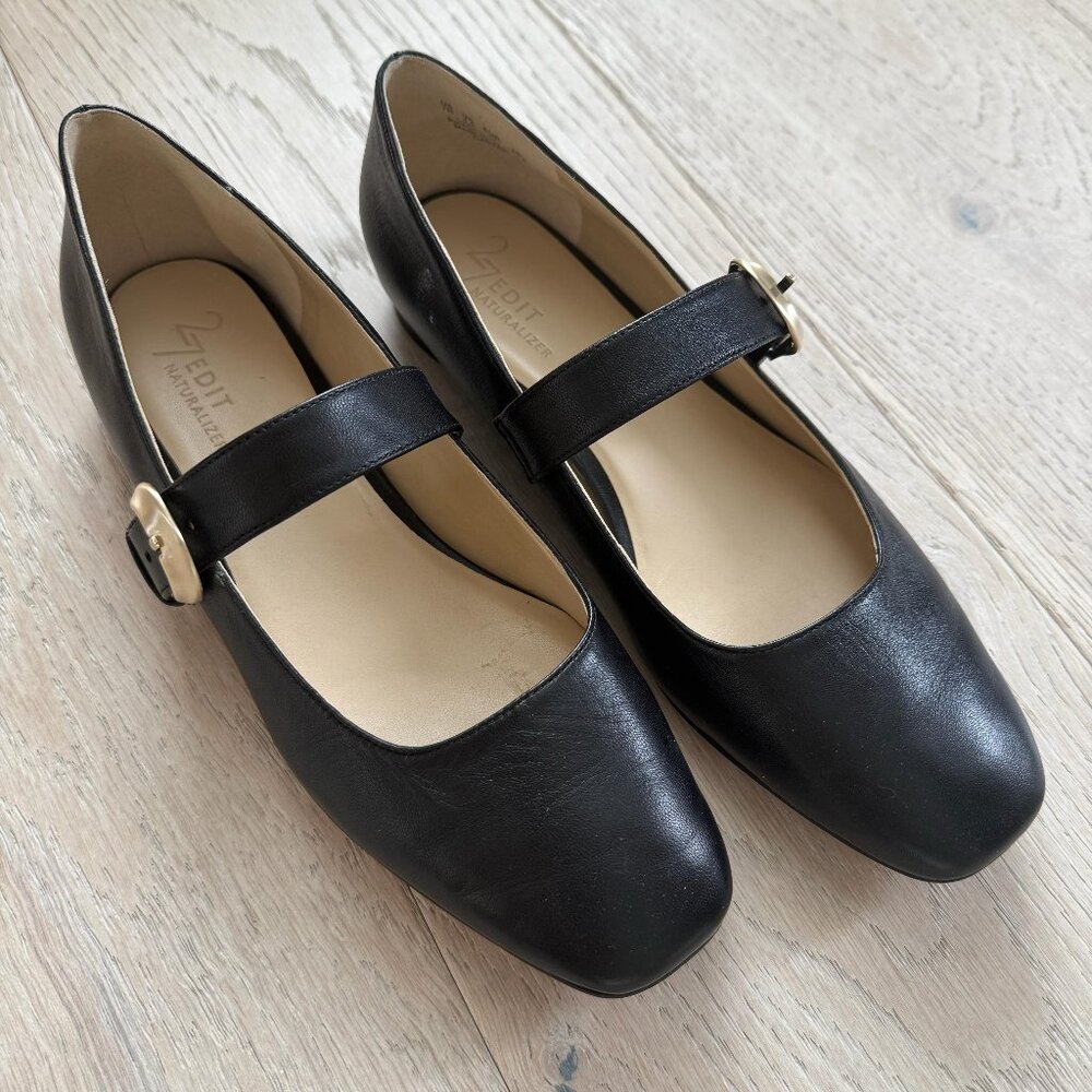 Black leather ballerina mary jane